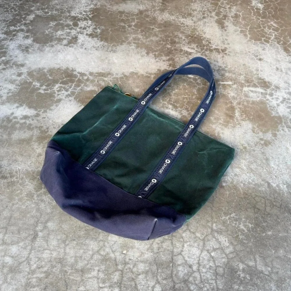 Vintage 90's chase bank money canvas tote bag